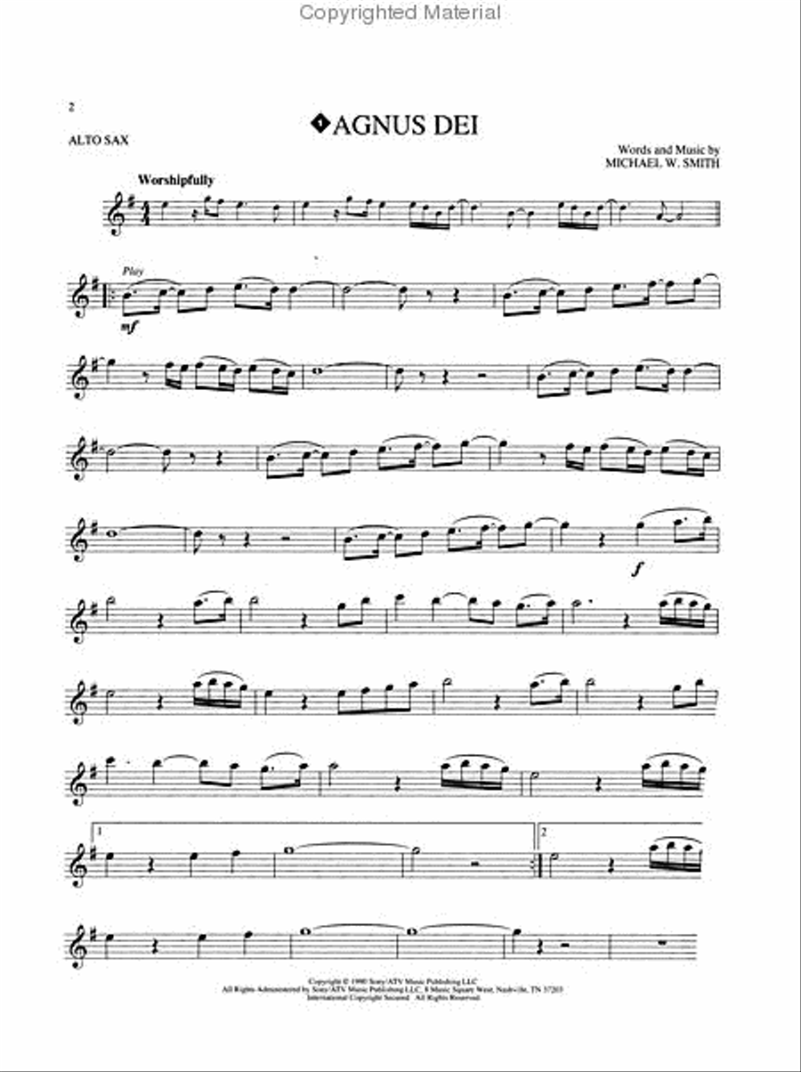 Worship Favorites Alto Saxophone scores gallery preview page 2
