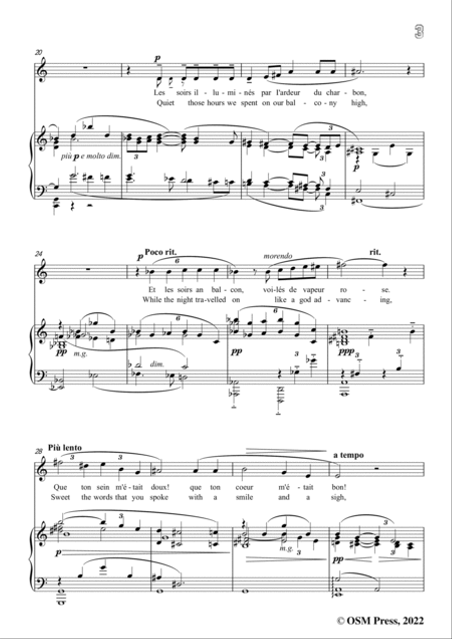 Debussy-Le balcon,CD 70 No.1,in C Major,from '5 Poemes de Baudelaire,CD 70'for Voice and Piano Voice Solo scores gallery preview page 5