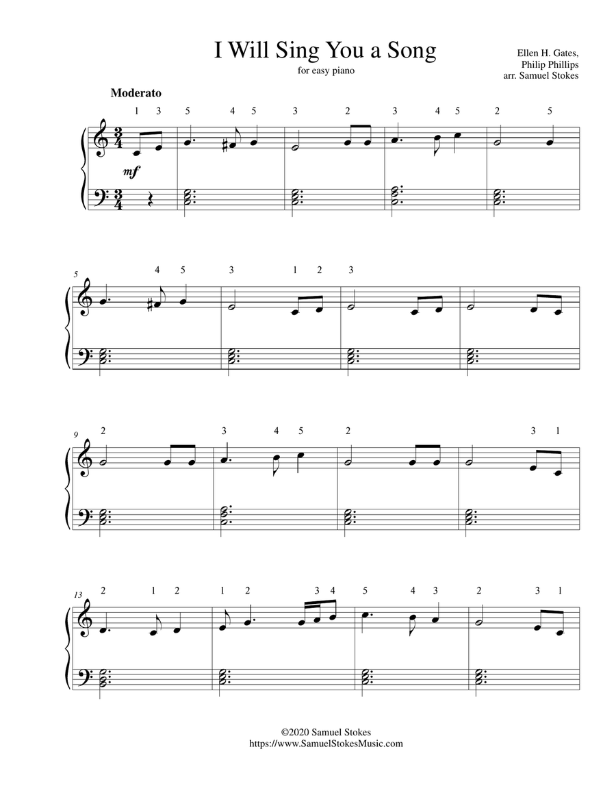 I Will Sing You a Song - for easy piano Easy Piano scores gallery preview page 1