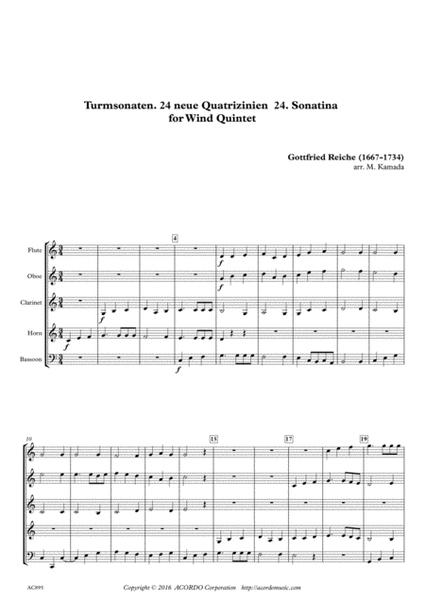 Turmsonaten. 24 neue Quatrizinien 24. Sonatina for Wind Quintet image number null