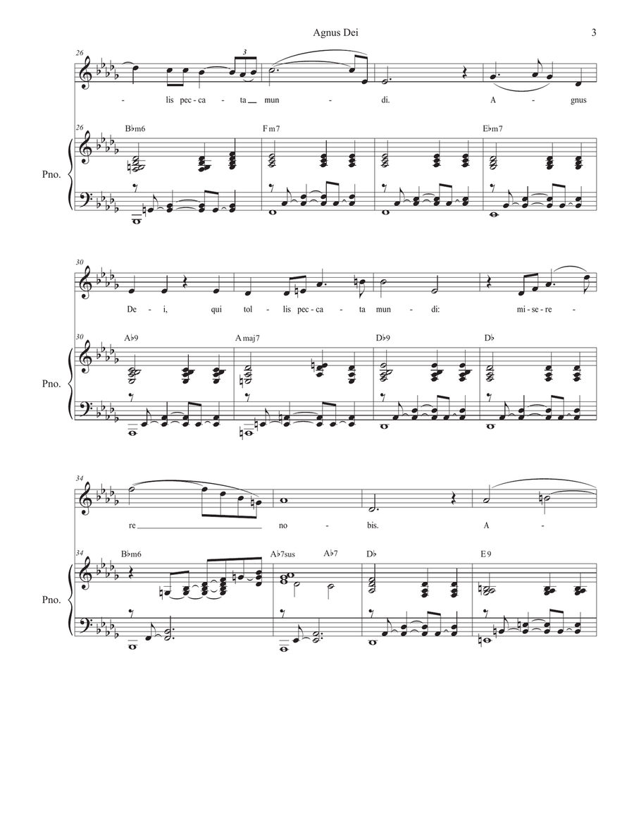 Agnus Dei (Mass of Peace and Justice) (Unison choir - High Key) Unison Choir scores gallery preview page 3