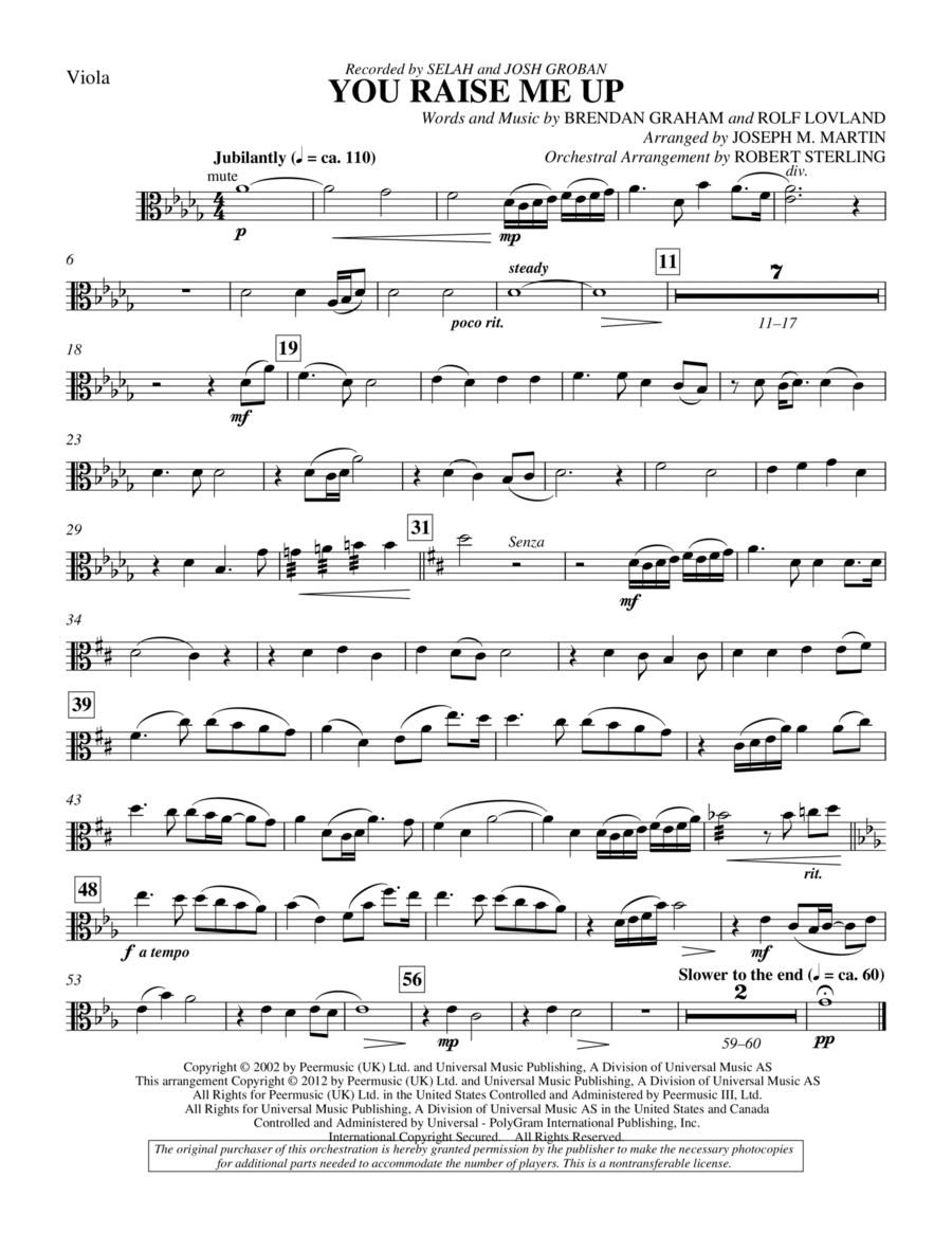 You Raise Me Up - Viola Choir scores gallery preview page 1
