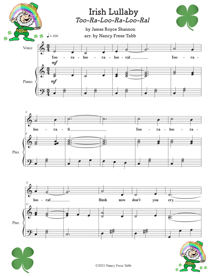 Irish Lullaby (Too-Ra-Loo-Ra-Loo Ral) Vocal Solo with PIano Accompaniment