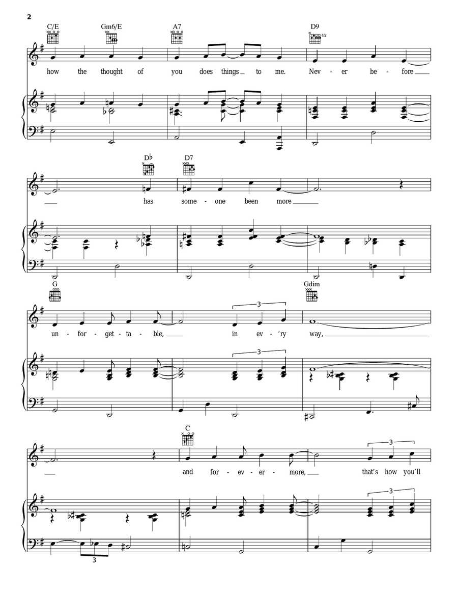Unforgettable Piano, Vocal, Guitar scores gallery preview page 2