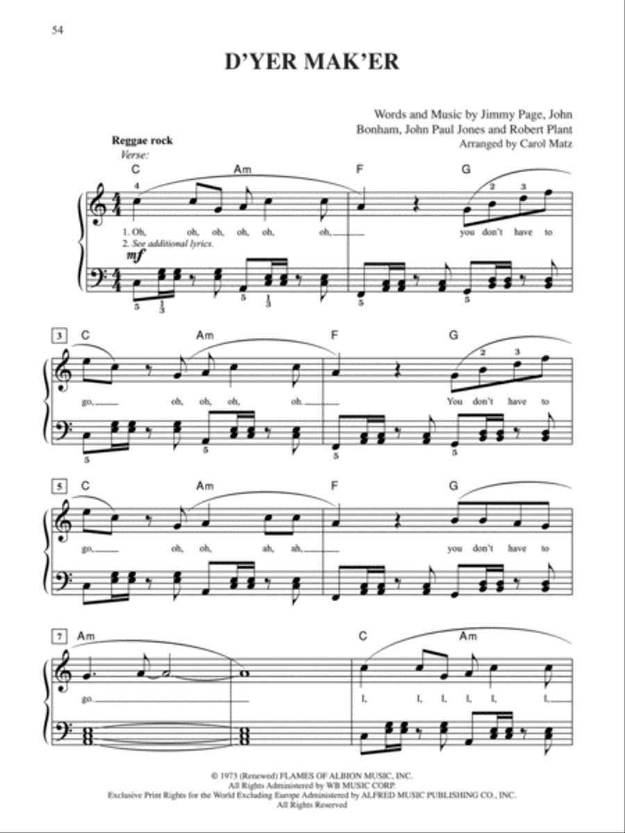 Led Zeppelin -- Selections from Mothership Easy Piano scores gallery preview page 6