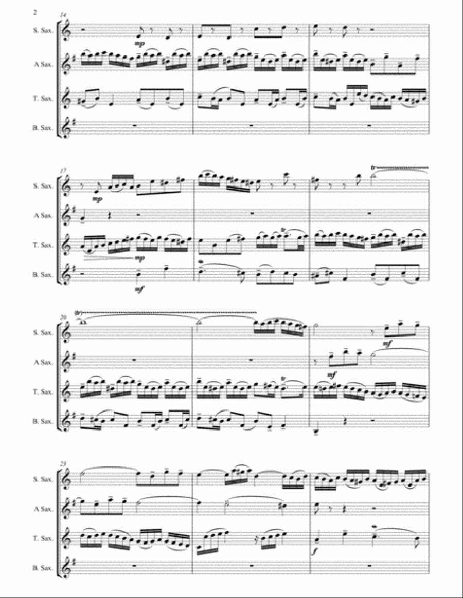 Little Fugue in G minor arranged for Saxophone Quartet Saxophone Quartet scores gallery preview page 3