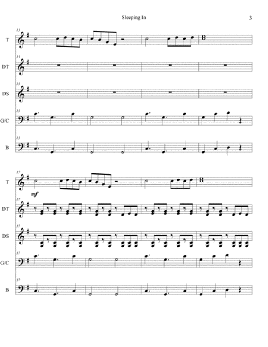 Sleeping In Percussion Ensemble scores gallery preview page 3