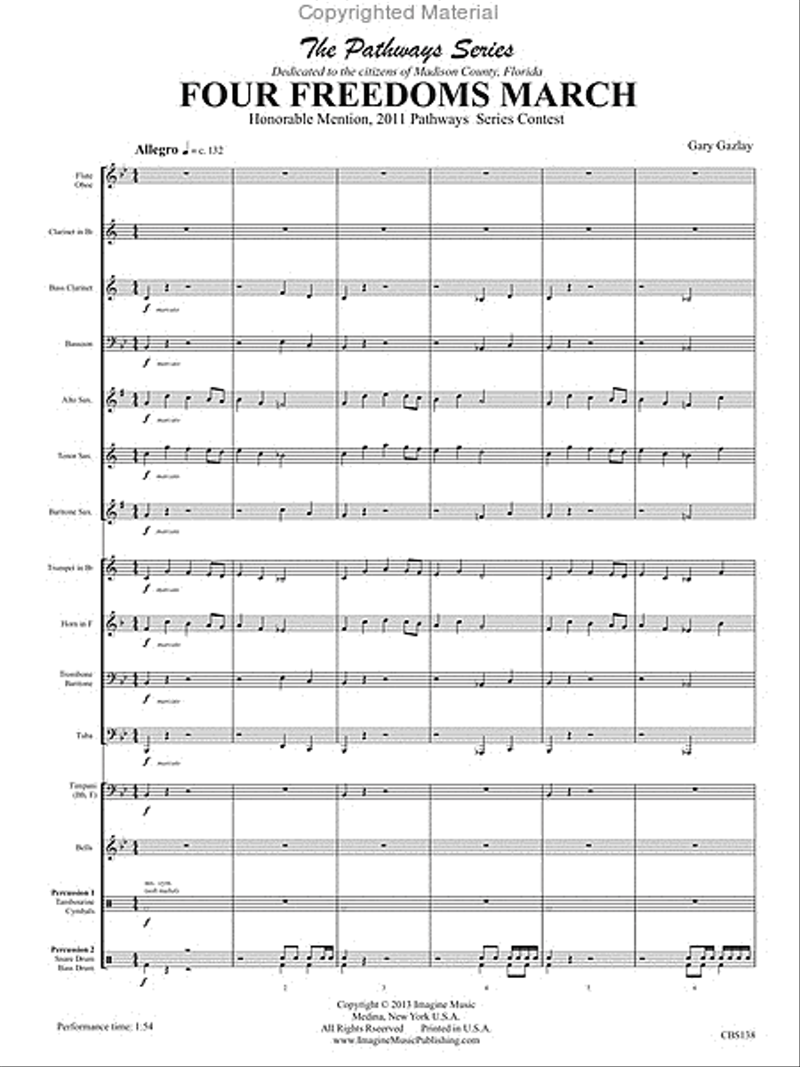 Four Freedoms March Concert Band scores gallery preview page 2