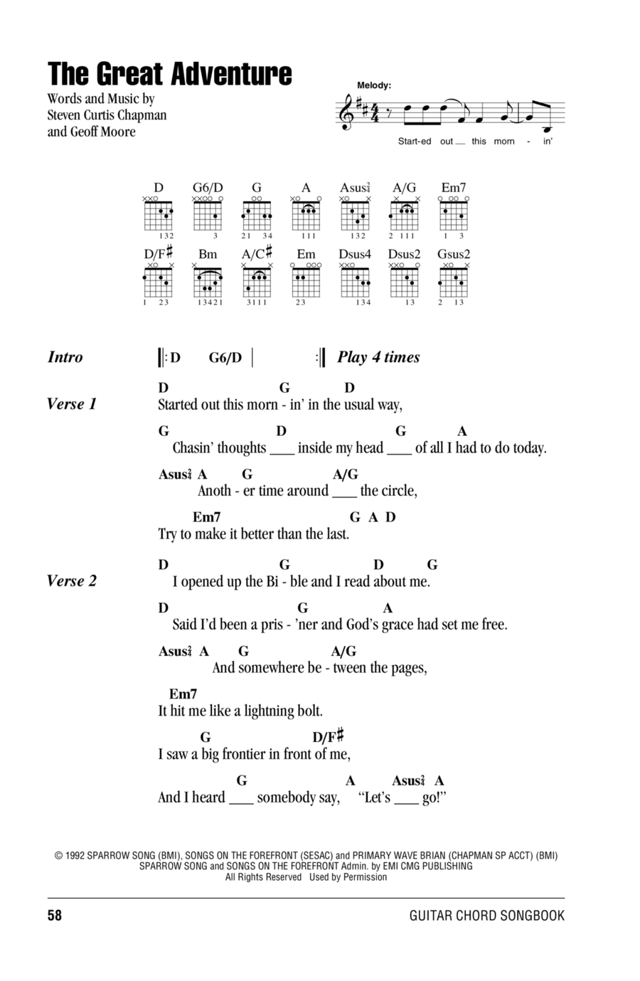 The Great Adventure Easy Guitar scores gallery preview page 1