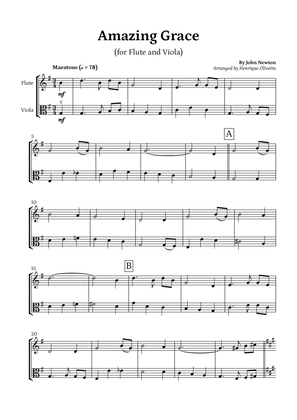 Amazing Grace (Flute and Viola) - Beginner Level