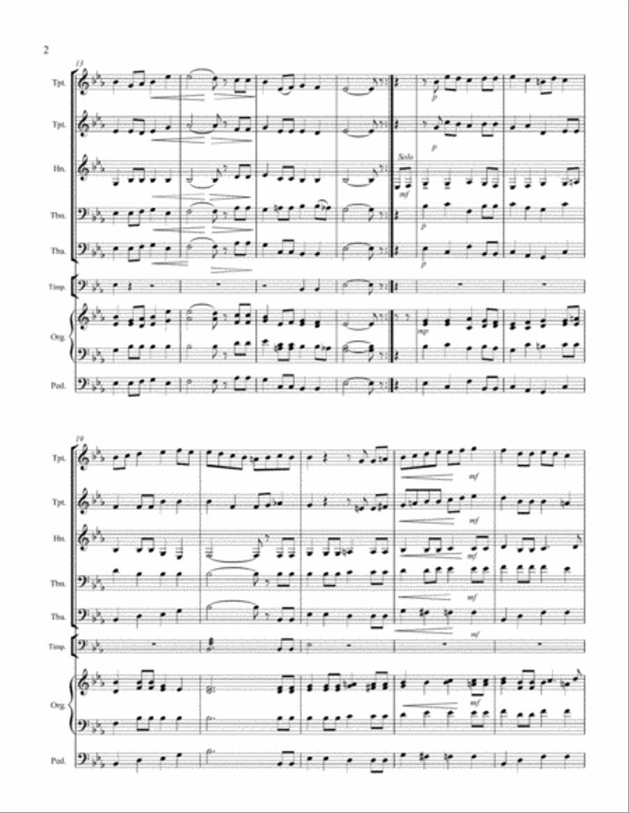 Thou Didst Leave Thy Throne - Brass Quintet with Optional Organ and Timpani Small Ensemble scores gallery preview page 3