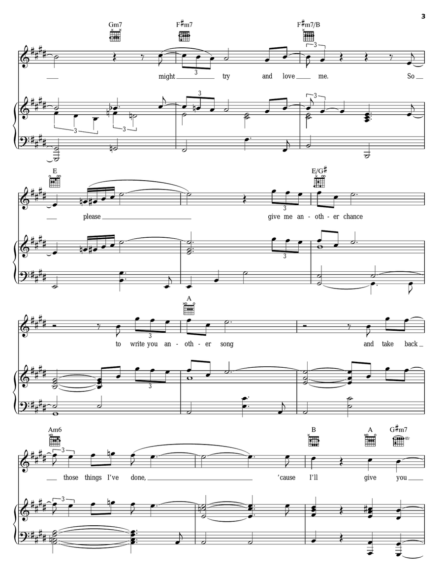 (Another Song) All Over Again Piano, Vocal, Guitar scores gallery preview page 3