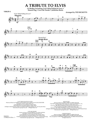 Book cover for A Tribute To Elvis (arr. Ted Ricketts) - Violin 1