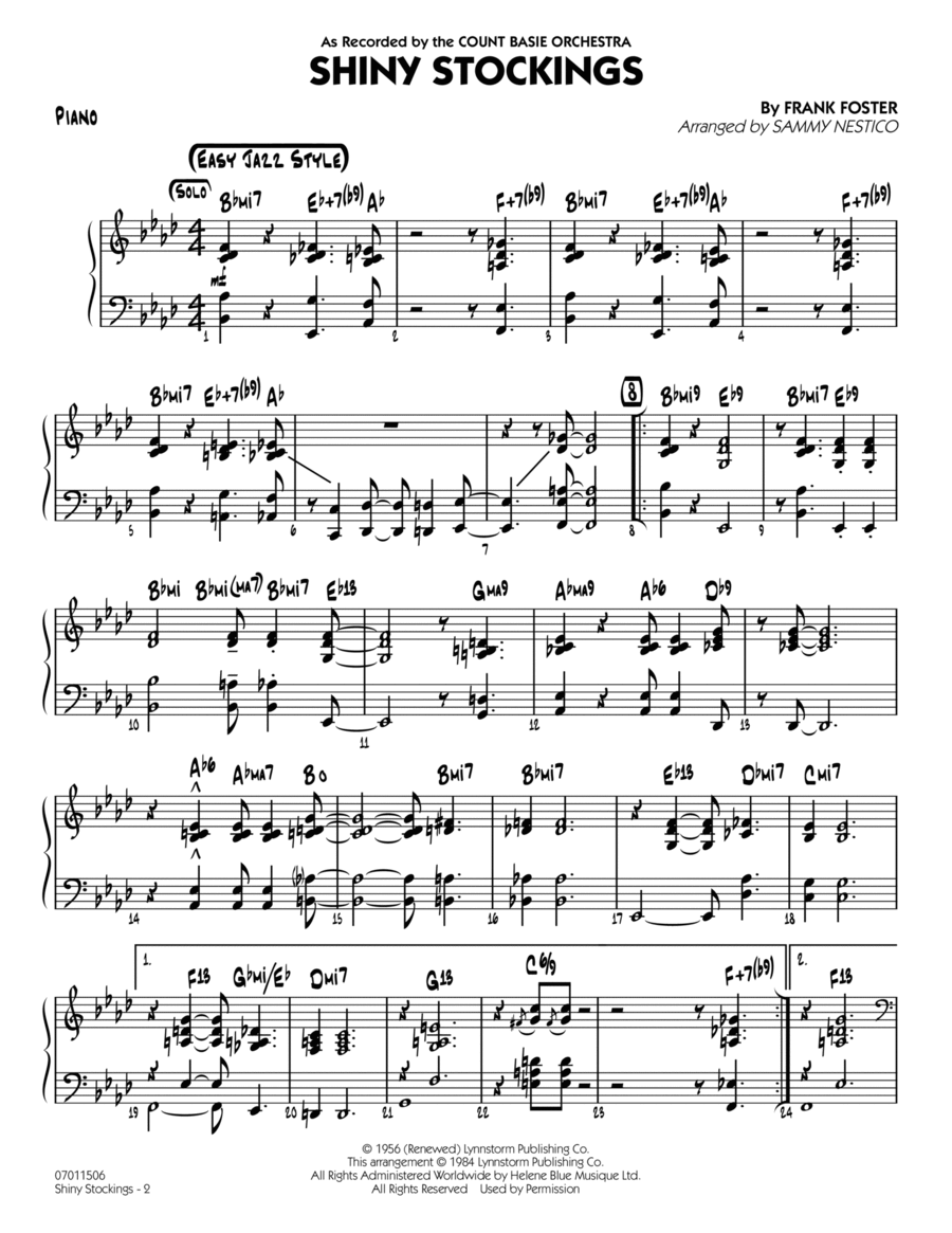 Shiny Stockings (arr. Sammy Nestico) - Piano