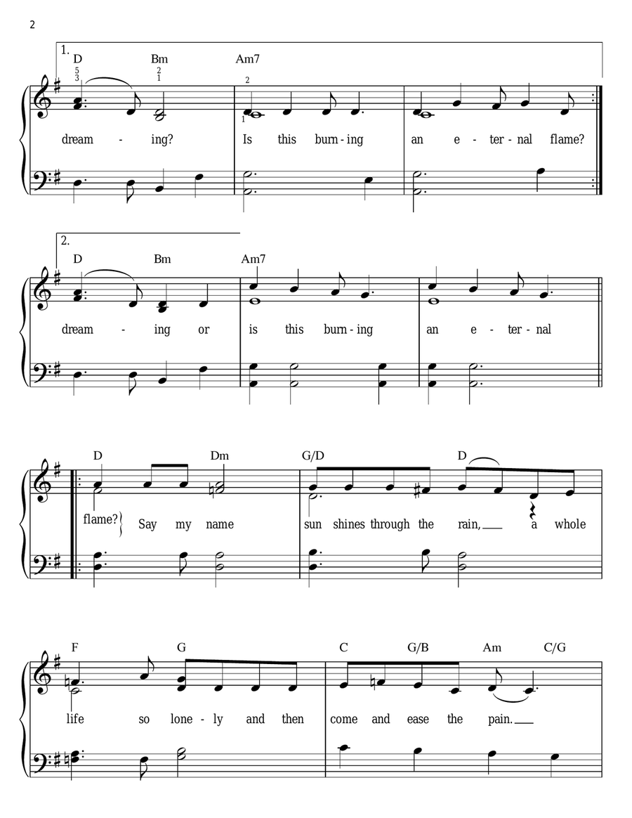 Eternal Flame Eternal Flame Easy Piano scores gallery preview page 2