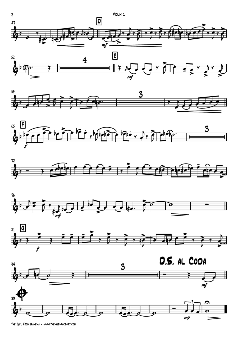 The Girl From Ipanema (Garota De Ipanema) String Quartet scores gallery preview page 6