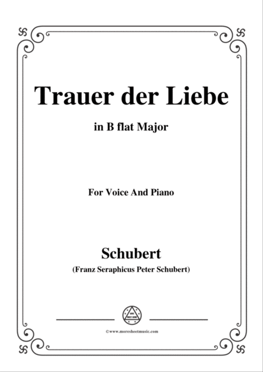 Schubert-Trauer der Liebe,in B flat Major,for Voice&Piano Voice scores gallery preview page 1