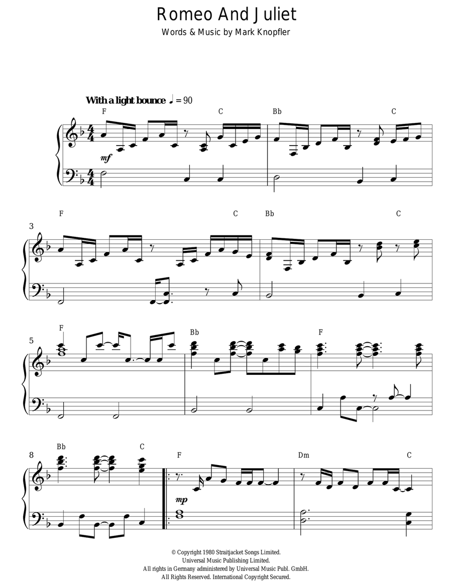 Romeo And Juliet Piano Solo scores gallery preview page 1