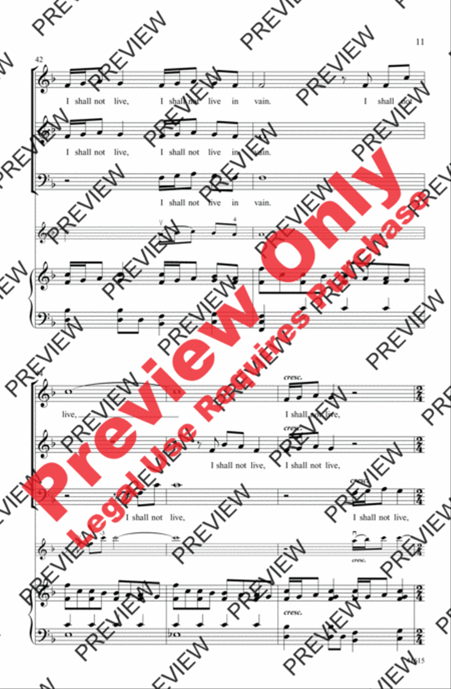 I Shall Not Live in Vain 3-Part scores gallery preview page 11