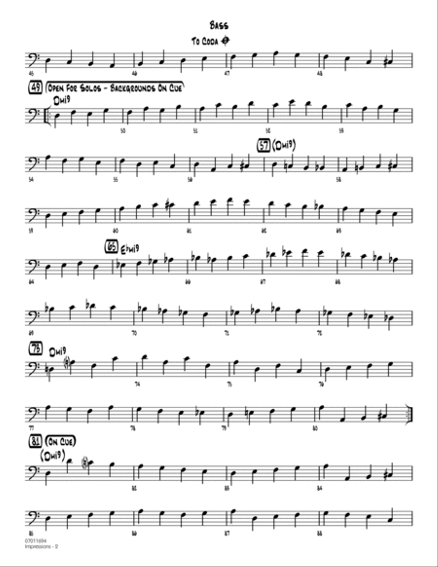 Impressions (arr. Mike Tomaro) - Bass Jazz Ensemble scores gallery preview page 2