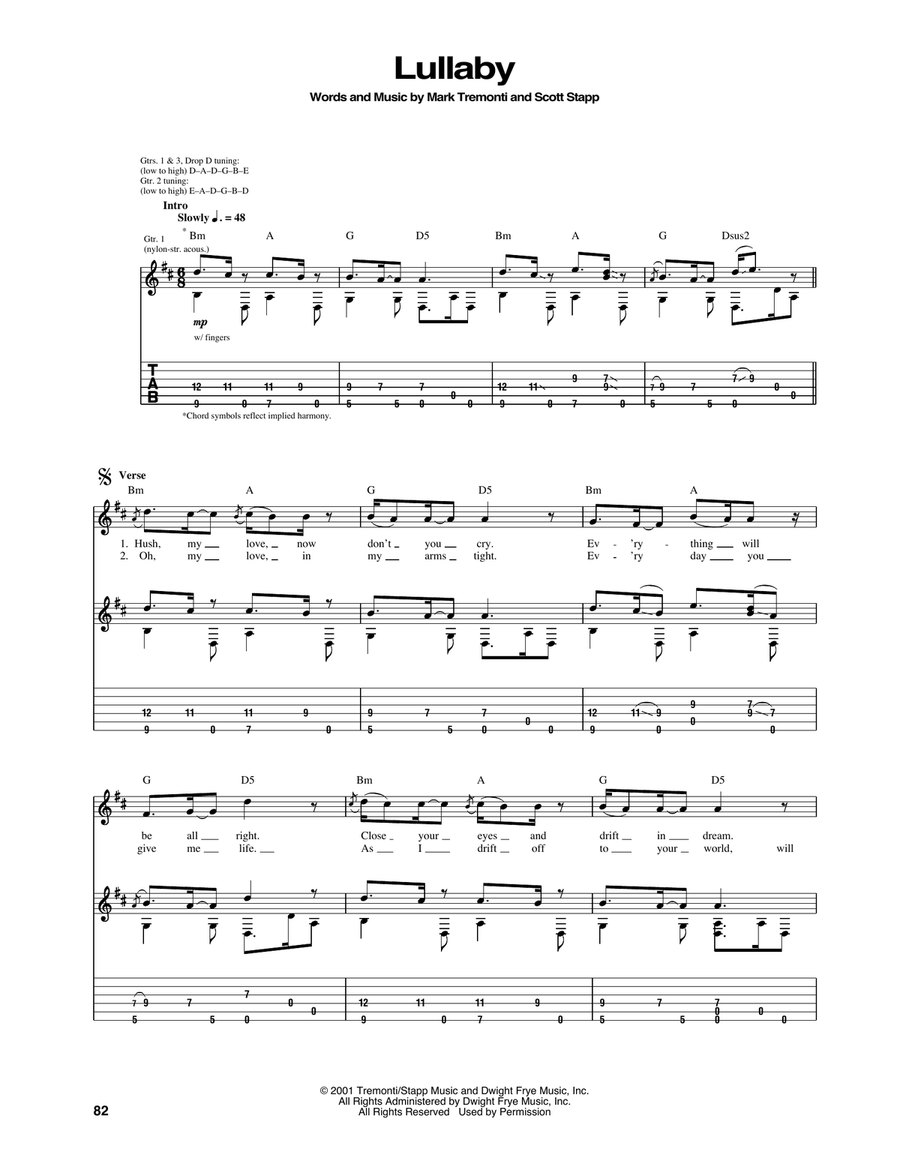 Lullaby Acoustic Guitar scores gallery preview page 1