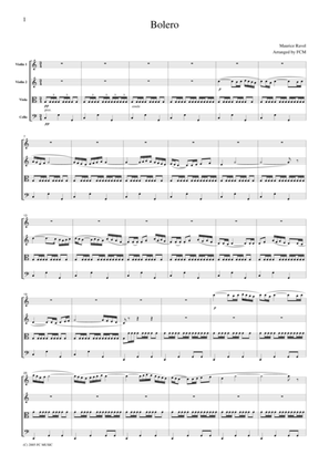 Ravel Bolero, for string quartet, CR302