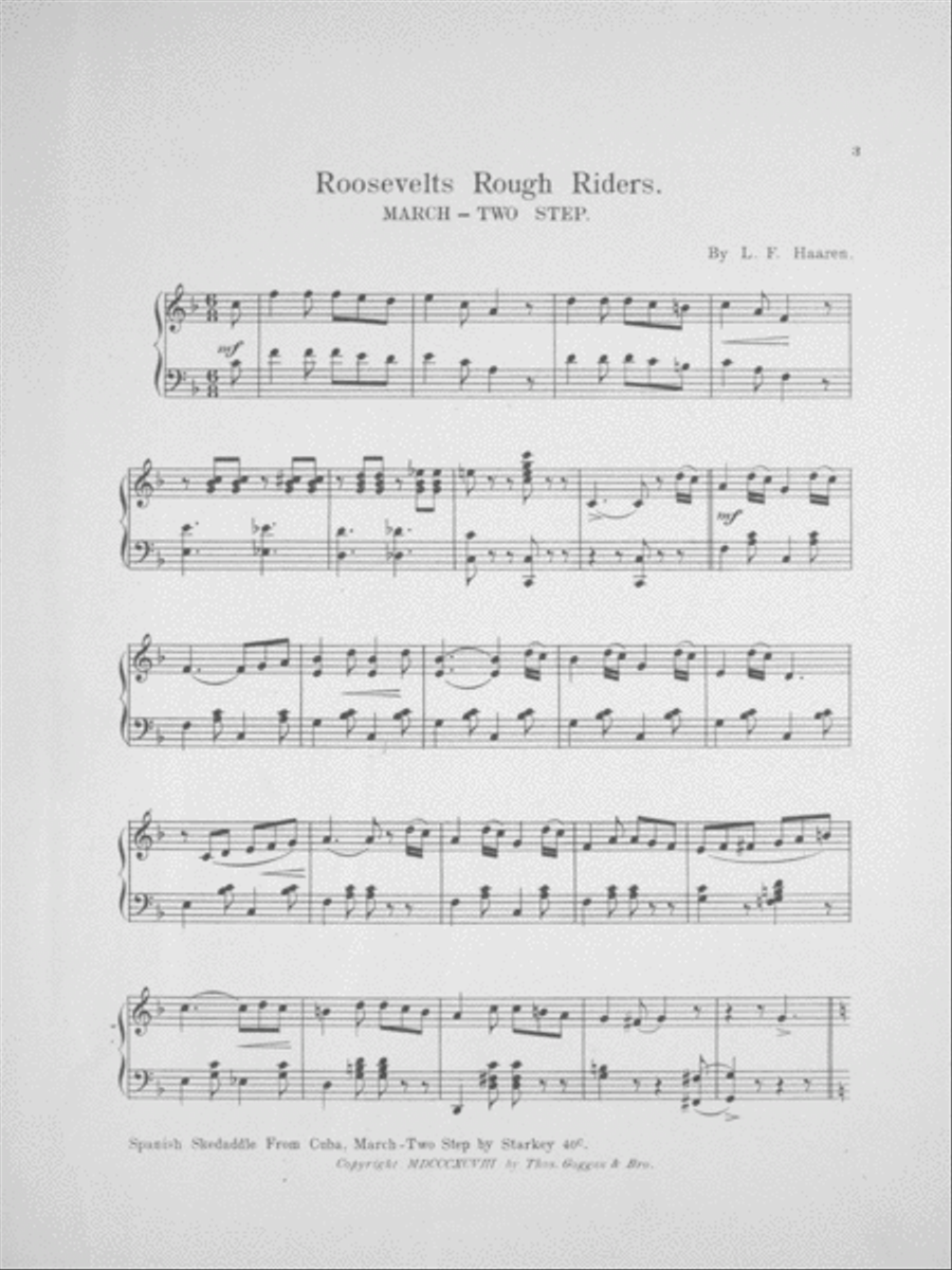 Roosevelt's Rough Riders. March-Two-Step Piano Solo scores gallery preview page 2