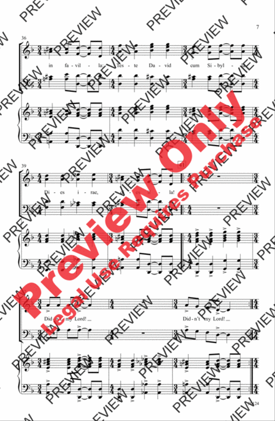 Didn't My Lord / Dies Irae 4-Part scores gallery preview page 7