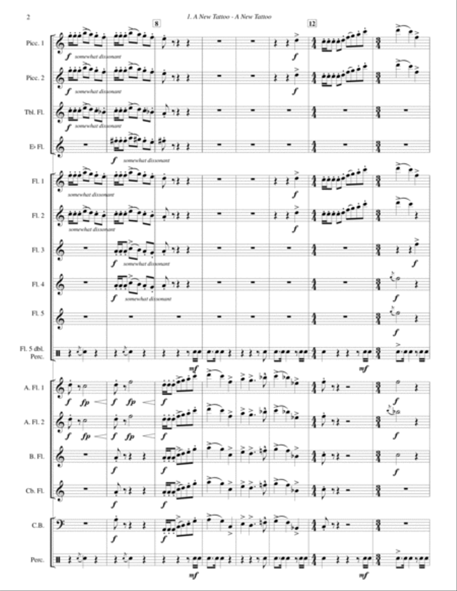 A New Tattoo: Scottish Landscape (for flute ensemble or large flute choir - score and parts) Flute Choir scores gallery preview page 4