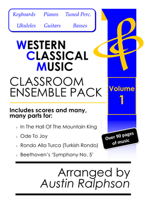 VOLUME 1: Western Classical Music Classroom Ensemble Pack with backing tracks (4 pieces)