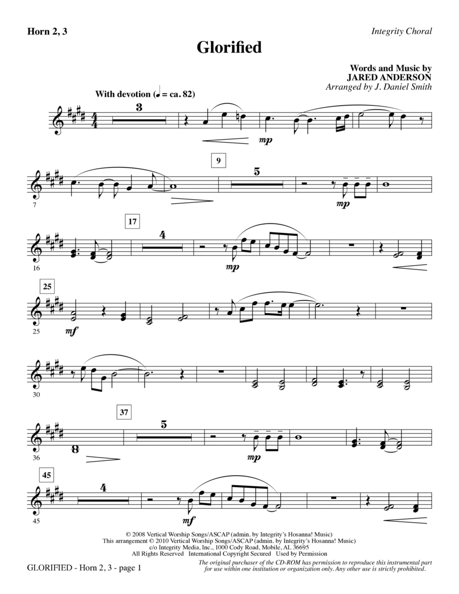 Glorified - F Horn 2,3 Choir scores gallery preview page 1