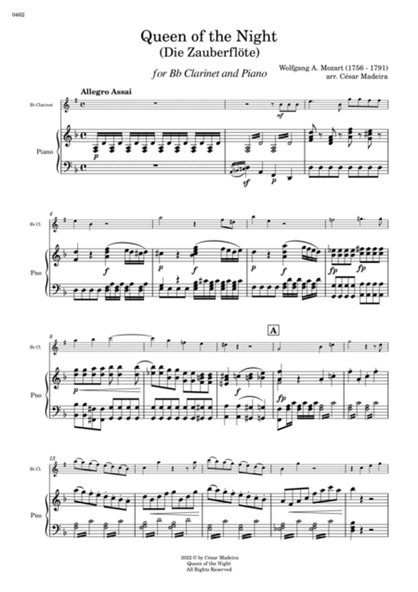 Queen of the Night Aria - Bb Clarinet and Piano (Full Score) image number null