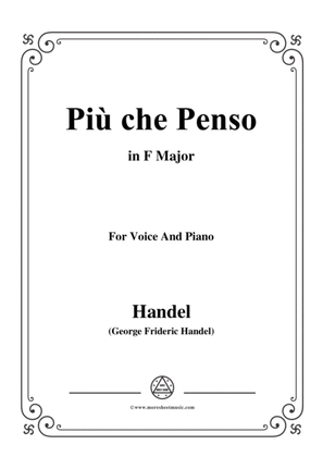 Book cover for Handel-Più che Penso,from 'Serse',in F Major,for Voice and Piano