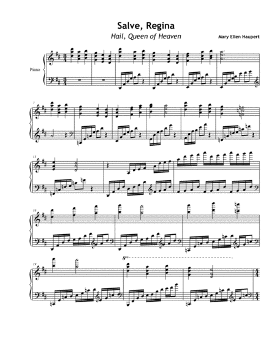 Salve, Regina Piano Solo scores gallery preview page 1