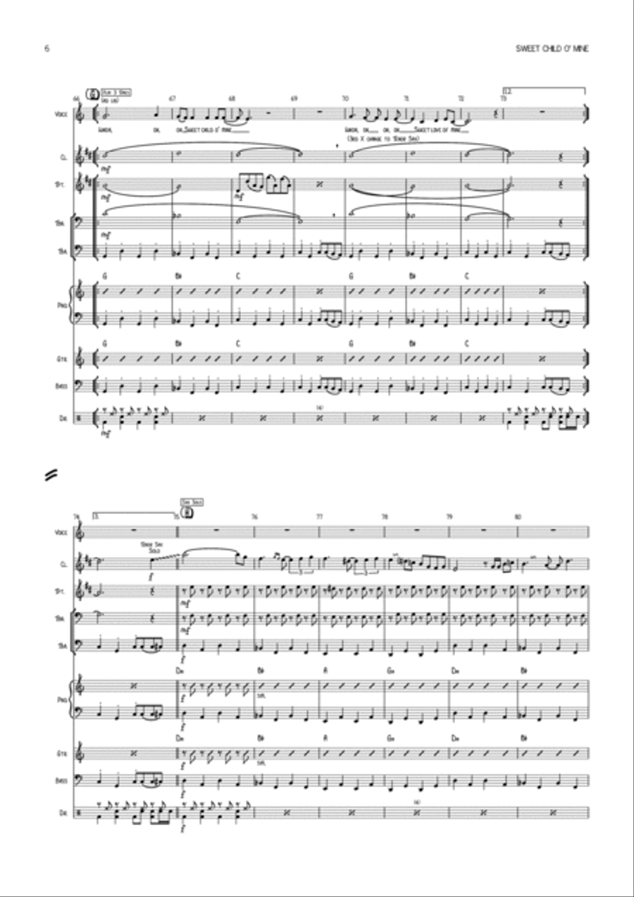 Sweet Child O' Mine Clarinet scores gallery preview page 6