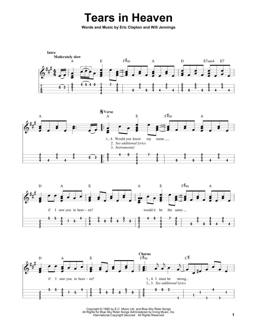 Tears In Heaven Ukulele scores gallery preview page 1