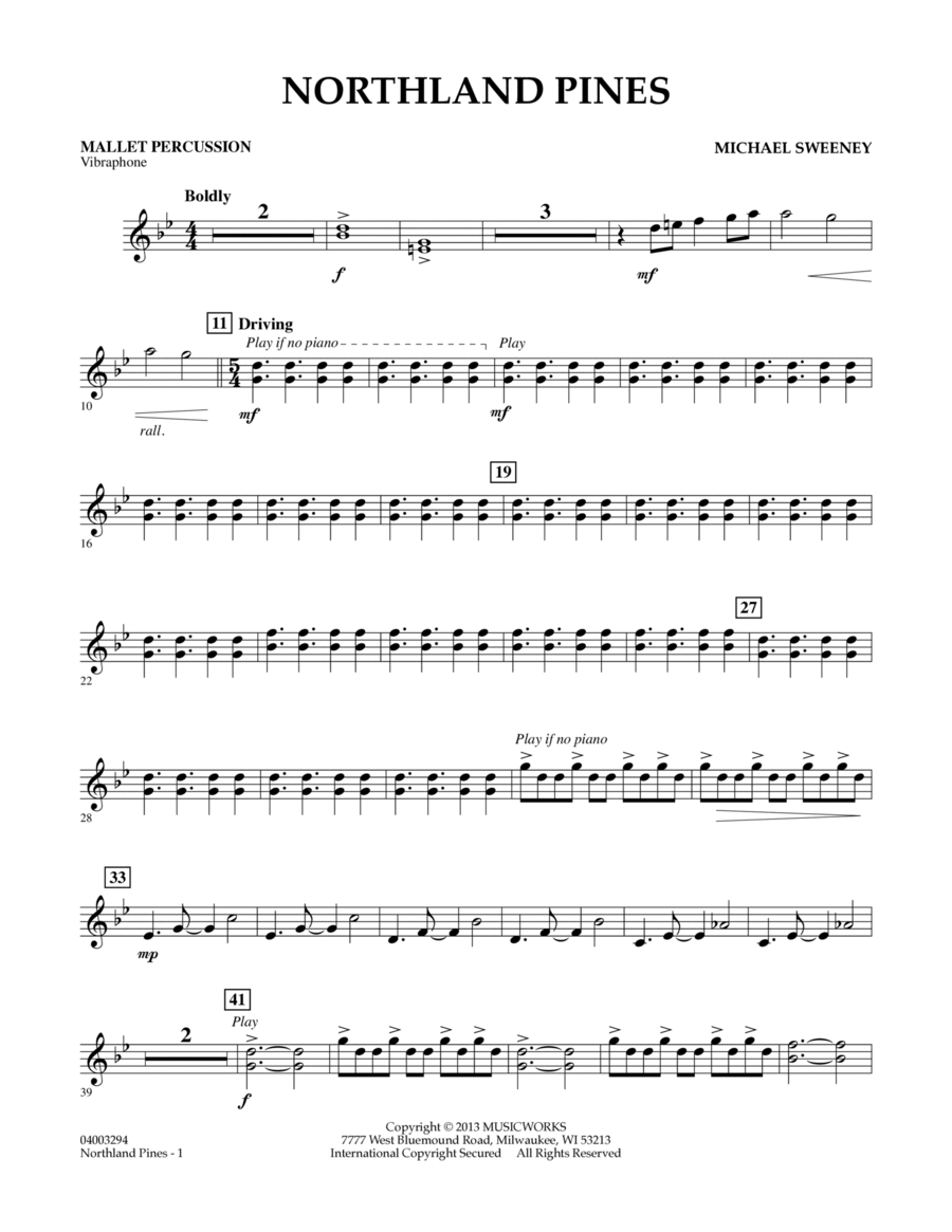 Northland Pines - Mallet Percussion Concert Band scores gallery preview page 1