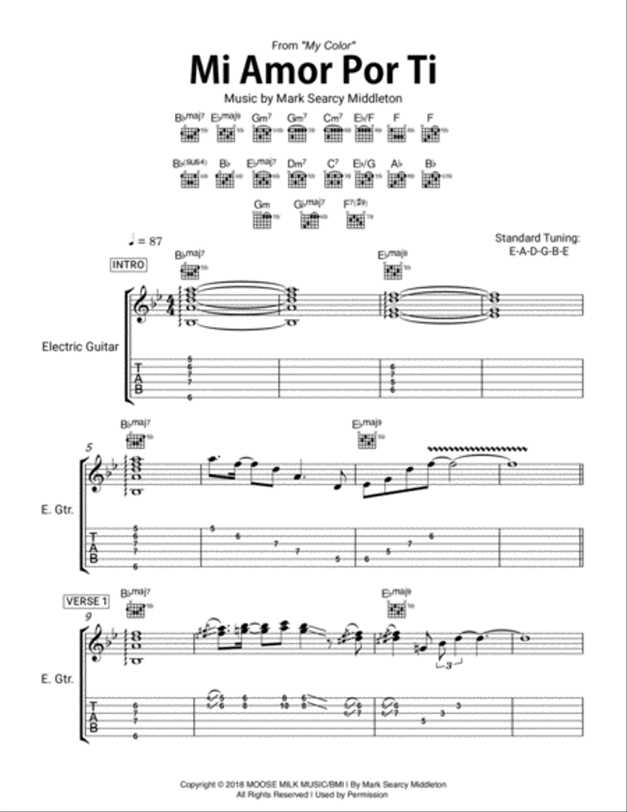 Mi Amor Por Ti Electric Guitar scores gallery preview page 1