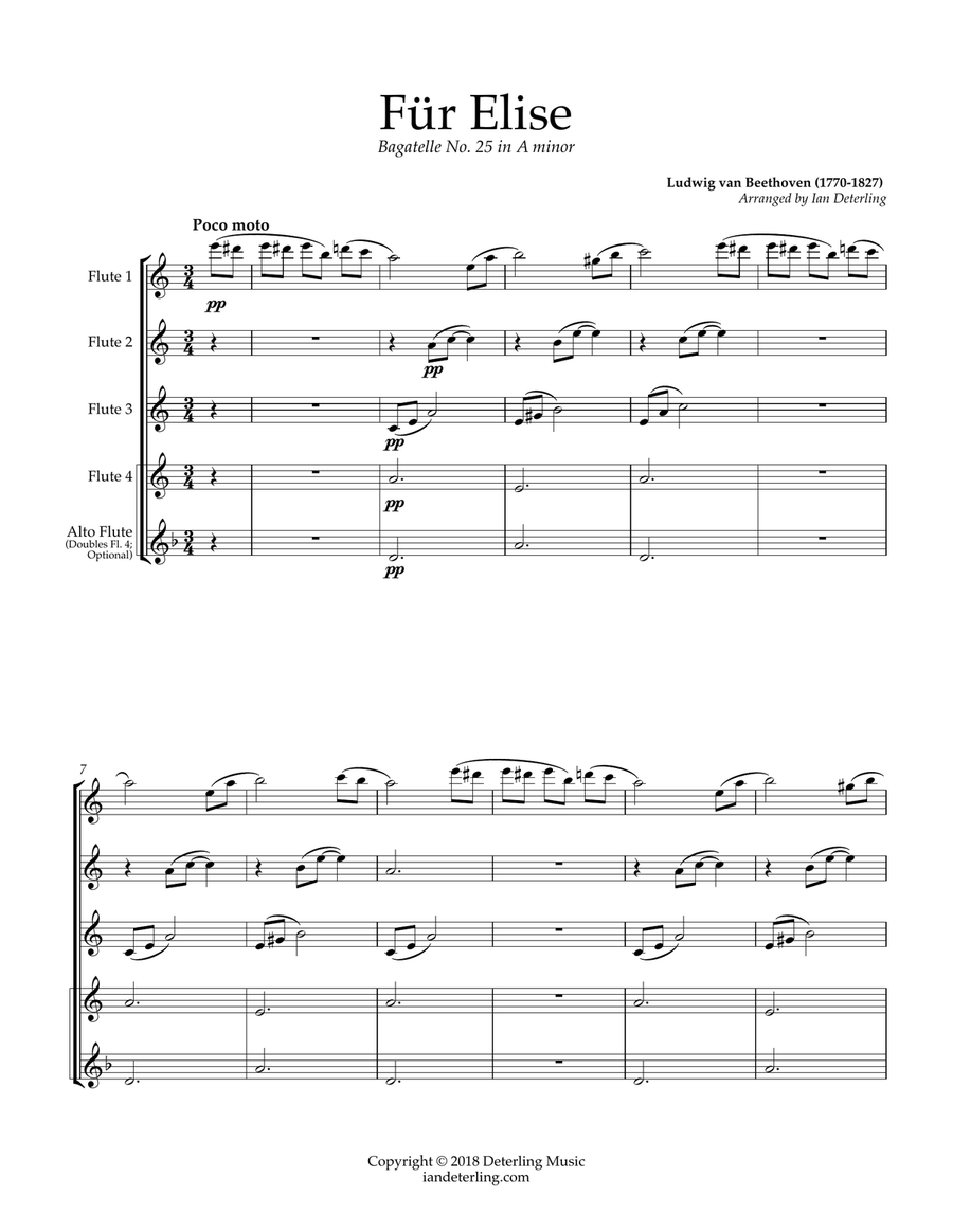 Für Elise (for Flute Quartet) Für Elise (for Flute Quartet) Flute Quartet scores gallery preview page 5