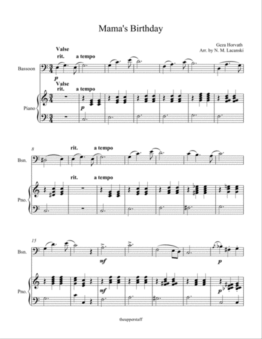 Mama's Birthday Bassoon scores gallery preview page 1