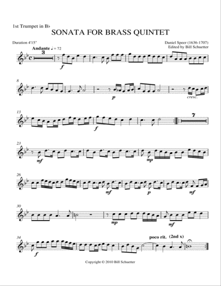 Sonata in Ab Brass Quintet scores gallery preview page 4