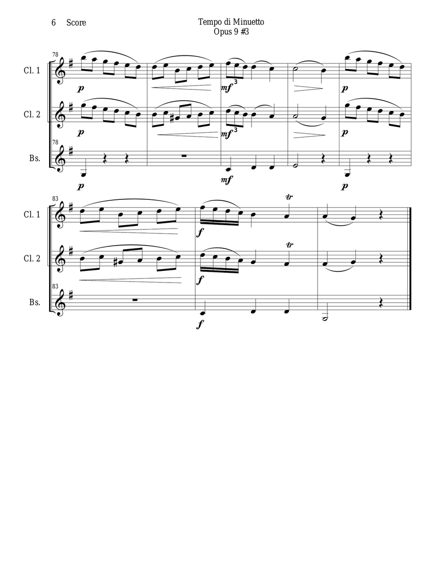 Minuet for Clarinet Trio Minuet for Clarinet Trio Clarinet Trio scores gallery preview page 6