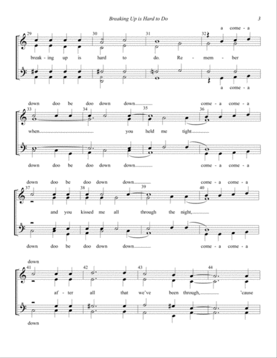 Breaking Up Is Hard To Do (arr. Tom Campbell) SSAA scores gallery preview page 3