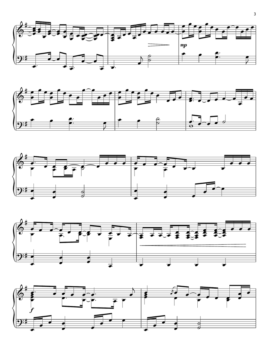 Cowboy Take Me Away Piano Solo scores gallery preview page 3
