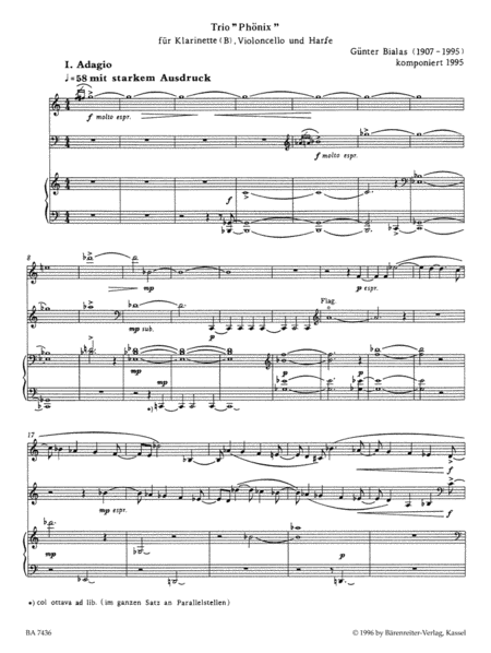 Trio for Clarinet, Violoncello and Harp 'Phoenix'