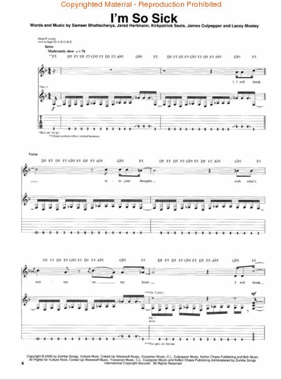 Flyleaf Guitar Tablature scores gallery preview page 2