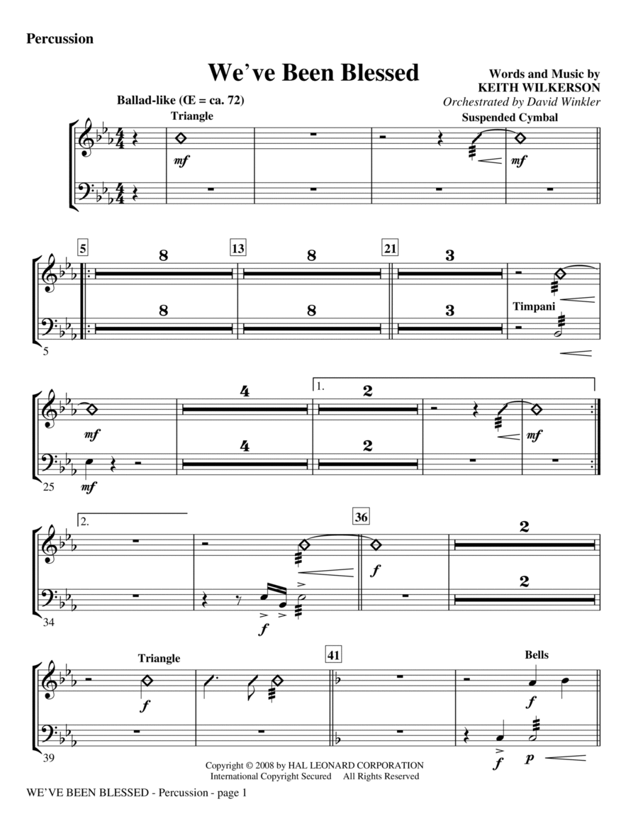 We've Been Blessed - Percussion Choir scores gallery preview page 1
