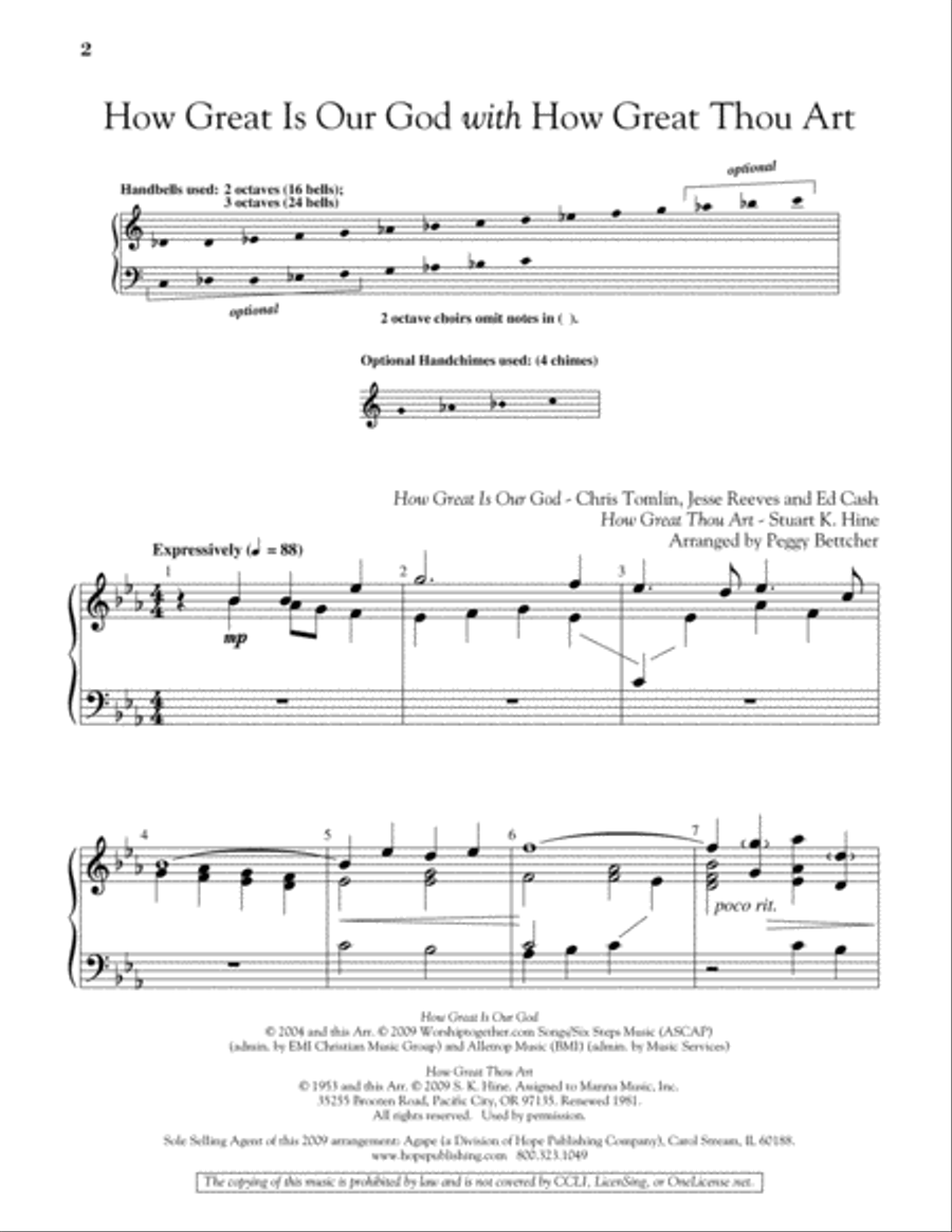 How Great Is Our God with How Great Thou Art 3-Octaves scores gallery preview page 2