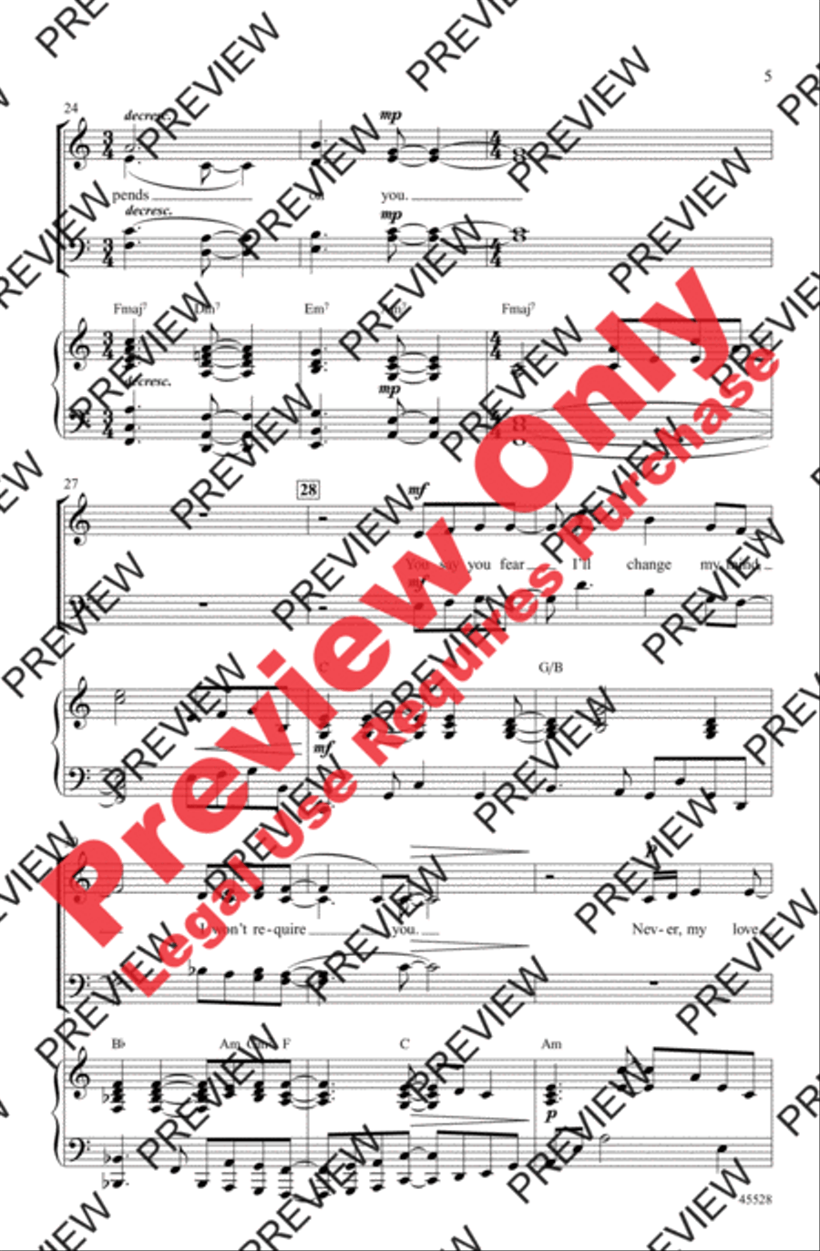 Never My Love Never My Love 4-Part scores gallery preview page 5