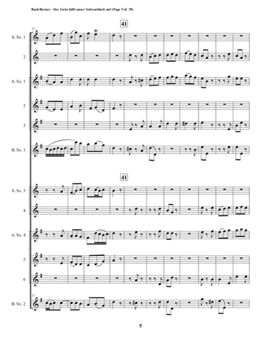 Der Geist hilft unser Schwachheit auf by J.S. Bach for Double Saxophone Choir image number null
